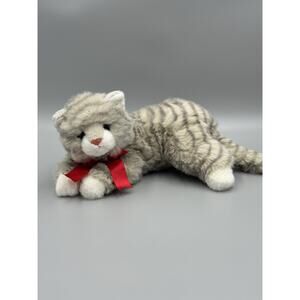 1995 Ty Classic Tabby Al E Gray White Stripe Cat Plush Kitty 13” Stuffed Animal